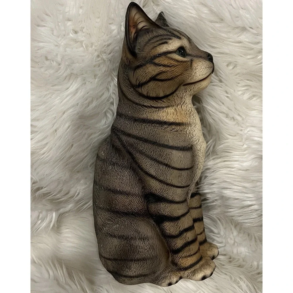 Vintage Harvey Knox Cat Statue‎ Figurine Gray Tabby Numbered Japan 12